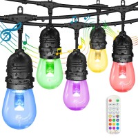 Gana Outdoor String Lights Patio Lights 96Ft Music Flash Rgbw Colourful Safe 12V Low Voltage Led Shatterproof Bulbs Connectabl