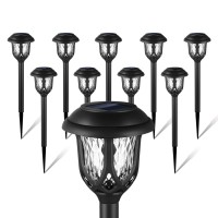 Excmark 10 Pack Solar Lights Outdoor Decorative Solar Pathway Lights Outdoor Solar Powered Garden Yard Lights For Walkway Side