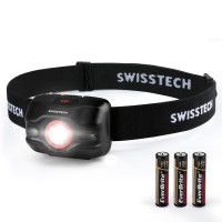 Swiss+Tech Headlamp Flashlight With 3 Modes, 300 Lumens Led Headlight With Tiltable Light, Adjustable Headband, 3 Aaa Batteries, Ideal Head Lamp For Outdoors, Camping, Running, Fishing