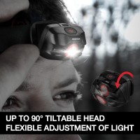 Swiss+Tech Headlamp Flashlight With 3 Modes, 300 Lumens Led Headlight With Tiltable Light, Adjustable Headband, 3 Aaa Batteries, Ideal Head Lamp For Outdoors, Camping, Running, Fishing