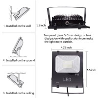 Hannahong 2 Pack 30W Led Flood Lights With Plug,3000Lm Super Bright Security Lights,Ip66 Waterproof Outdoor Work Light,6000K Daylight White Spotlight For Eave,Porch,Garage,Patio,Yard,Garden,Lawn