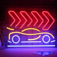 Ineonlife Car Neon Signs Led Neon Sign Acrylic Modern Wall Decor 17X13 Red Neon Light Signs For Bedroom Game Area Birthday Gift