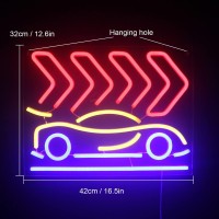 Ineonlife Car Neon Signs Led Neon Sign Acrylic Modern Wall Decor 17X13 Red Neon Light Signs For Bedroom Game Area Birthday Gift