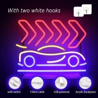 Ineonlife Car Neon Signs Led Neon Sign Acrylic Modern Wall Decor 17X13 Red Neon Light Signs For Bedroom Game Area Birthday Gift