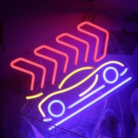 Ineonlife Car Neon Signs Led Neon Sign Acrylic Modern Wall Decor 17X13 Red Neon Light Signs For Bedroom Game Area Birthday Gift