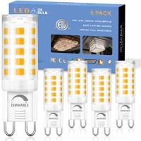 Winshine Dimmable G9 Led Light Bulb 3000K Warm White, 4W G9 Base Chandelier Light Bulb Soft White, T4 40Watt Halogen Replacement G9 Bi Pin Base, Cri85 120V 360? Beam Angle 5 Pack