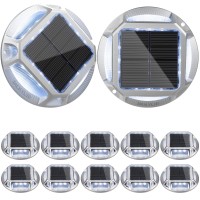 Jackyled Solar Driveway Marker Lights 12-Pack, Outdoor 12 Led Solar Powered Boat Dock Lights, Solar Deck Lights Ip68 Waterproof Road Studs For Deck Step Stair Garden Ground Walkway (Cool White)