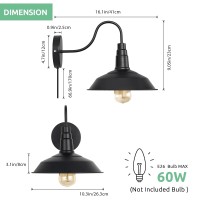 Mooace Plug In Wall Lights Set Of 2, Wall Sconces Lighting For Farmhouse And Bedroom, Black