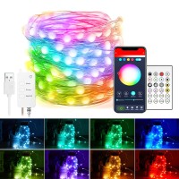 Smart Fairy String Lights: 33 Ft Usb Bluetooth Twinkle Lights With Timer And Remote, Music Sync And App Controlled Funny Modes Color Changing Firefly Lights For Indoor Decor