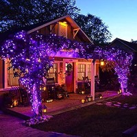 Kemooie 500 Led Purple Halloween Lights 164Ft 8 Twinkle Modes Plug In Lights Waterproof Extra Long String Lights For Outdoor I