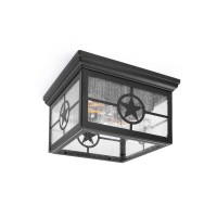 Coramdeo Country Star Square 2 Light Ceiling Mount Farmhouse Fixture Indoor Or Outdoor Two Standard Sockets Open Bottom Damp