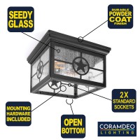 Coramdeo Country Star Square 2 Light Ceiling Mount Farmhouse Fixture Indoor Or Outdoor Two Standard Sockets Open Bottom Damp