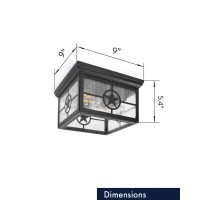 Coramdeo Country Star Square 2 Light Ceiling Mount Farmhouse Fixture Indoor Or Outdoor Two Standard Sockets Open Bottom Damp