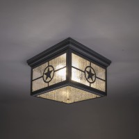 Coramdeo Country Star Square 2 Light Ceiling Mount Farmhouse Fixture Indoor Or Outdoor Two Standard Sockets Open Bottom Damp