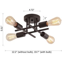 Aihying Semi Flush Mount Modern Ceiling Light Fixtures, Orb Mid-Century Modern Industrial 4-Light Orb Farmhouse Metal Chandelier Lighting Fixtures For Hallway Bedroom Kitchen Porch Laundry Room