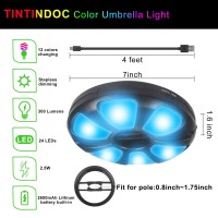 Tintindoc Color Umbrella Light With Remote Outdoorpatio Umbrella Light Rechargeableaa Battery Umbrella Pole Light 300Lumenste