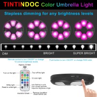 Tintindoc Color Umbrella Light With Remote Outdoorpatio Umbrella Light Rechargeableaa Battery Umbrella Pole Light 300Lumenste