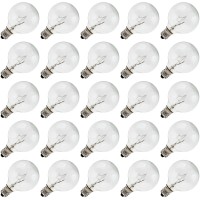 Creative Hobbies Clear Globe G40 Replacement Bulbs For Outdoor String Lights - 5W 120V Fit E12 C7 Candelabra Screw Base Light Sockets, 1.5 Inch Size For Patio String Decor | 25 Pack