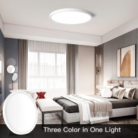 Roomratv Led Ceiling Light 12 Inch, Easy Installation Dimmable Flush Mount Light Fixture,3 Light Color Changeable, Brightness Adjustable, Minimalist Style