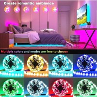 130Ft Led Lights For Bedroom, Music Sync Color Changing Led Strip Lights With Remote And App Control 5050 Rgb Led Strip, Led Lights For Room Home Party Decoration (2 Rolls Of 65Ft)