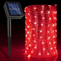 Weewooday Solar Rope Lights Outdoor, 33Ft 100 Led Twinkle String Lights Ip65 Waterproof Lighting Indoor Outdoor Fairy Firefly Lights For Valentines Party Holiday Carnival Decorations (Red)