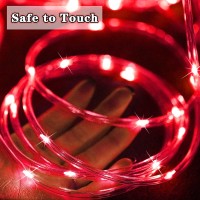 Weewooday Solar Rope Lights Outdoor, 33Ft 100 Led Twinkle String Lights Ip65 Waterproof Lighting Indoor Outdoor Fairy Firefly Lights For Valentines Party Holiday Carnival Decorations (Red)