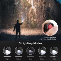 Lepro Led Flashlights Le2000 High Lumens, 5 Lighting Modes, Zoomable, Waterproof, Pocket Size Flashlight For Outdoor, Emergency, Camping Gear, Powered By Aaa Battery