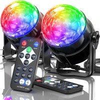 Disco Ball Light Party Lights, Dj Disco Light 7 Colors Strobe Light Sound Activated Stage Lights Dj Equipment With Remote Control Disco Ball Lamps For Home Room Parties Kids Birthday Bar 2 Pack