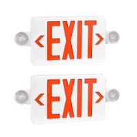 Red Led Exit Sign With Emergency Lights Two Led Adjustable Head Emergency Exit Lights With Battery Backup Dual Led Lamp Abs Fi