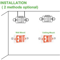 Red Led Exit Sign With Emergency Lights Two Led Adjustable Head Emergency Exit Lights With Battery Backup Dual Led Lamp Abs Fi