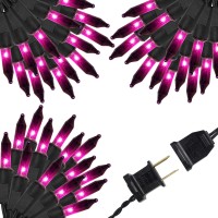 Waterglide Outdoor Halloween Lights, 33Ft 150 Count Incandescent Bulbs & Black Wire Mini Lights, 120 V High-Voltage Connectable Light String, For Indoor Patio Garden Tree Party Decoration, Purple