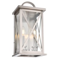 Melucee Outdoor Wall Lantern 2-Light Exterior Light Fixtures Wall Mount In Brushed Nickel Finish Waterproof Wall Sconce With Clear Glass For Porch Front Door Patio Yard Garage