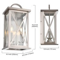 Melucee Outdoor Wall Lantern 2-Light Exterior Light Fixtures Wall Mount In Brushed Nickel Finish Waterproof Wall Sconce With Clear Glass For Porch Front Door Patio Yard Garage