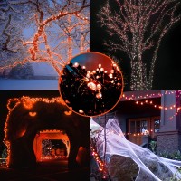 Twinkle Star 33Ft 100 Led Halloween String Lights Orange Plug In Black Wire Fairy Lights 8 Modes Waterproof Mini Light For Outd