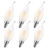 Mzyoyo E12 4W Candelabra Led Bulb,C35 Flame Shape Bent Tip,Chandelier Light Bulbs,4W Led Light Bulb,120V,2700K Warm White,E12 Led Bulb,30 Watt Equivalent,Non-Dimmable,Frosted Glass,6 Pack