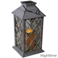 Sunnydaze Concord 11-Inch Solar Led Decorative Candle Lantern -Tabletop/Hanging Light - White