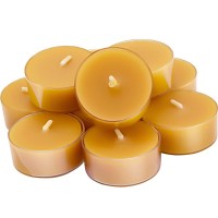 Natural Beeswax Tealights Deybby Handmade Beeswax Candles 4 Hour Burn Time Clear Cup Set Of 10