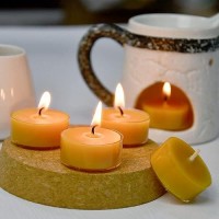 Natural Beeswax Tealights Deybby Handmade Beeswax Candles 4 Hour Burn Time Clear Cup Set Of 10