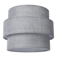 Edislive 3-Tier Drum Linen Lamp Shade For Pendant Lamp Floor Lamp Chandelier Replacement Shade Clip On Bulb Classic Round Lampshade Cover Only (Gray-Black)