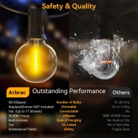 100Ft 2-Pack Outdoor String Lights Waterproof/Connectable/Dimmable With 52 Led Shatterproof Bulbs, Ul Listed Globe G40 String Lights 2700K Outdoor Lighting For Patio Backyard Cafe Party Wedding Garden