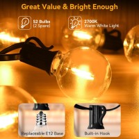 100Ft 2-Pack Outdoor String Lights Waterproof/Connectable/Dimmable With 52 Led Shatterproof Bulbs, Ul Listed Globe G40 String Lights 2700K Outdoor Lighting For Patio Backyard Cafe Party Wedding Garden