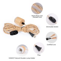 Arturesthome Wood Pendant Light Cord Kit With Dimmable Switch Vintage Industrial Hanging Plug In Lamp Cord With Twisted Nylon R