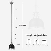 Gzbtech Black Dome Pendant Light Fixtures,Modern Hanging Light Over Kitchen Table,Industrial Ceiling Pendant Lighting For Kitchen Island Dining Room Foyer Hallway