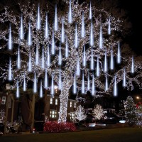 2Pack Christmas Decorations Lights Outdoor Total 384Led Meteor Shower Lights Rain Drop Lights 30Cm 16 Tubes Indoor Outdoor Sno