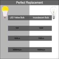 U4Glory Amber Led Yellow Light Bulb - A21 E26 Medium Base 15W(100W Equivalent) 1500Lm, 2200K Soft Amber Glow Led Bulbs Perfect For Outdoor, Indoor, Ranch, Porch, Patio, Garden