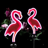 Sunkite Flamingo Solar Stake Lights Outdoor,Waterproof Solar Neon Lights For Garden,Yard, Lawn,Pathway,Patio,Backyard (2 Pack)