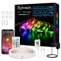 Sylvwin Led Strip Lights 32.8Ft,Rgb Color Changing Led Lights Strip,Smd 5050 Dimmable Lighting With App&Remote Control,Music Sync Led Lights Strip For Bedroom,Home Kitchen,Party,Tv Backlight