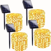 4-Pack 160Ft 400 Led Solar String Lights For Outside, Solar Lights Outdoor With 8 Lighting Modes, Twinkle Solar Fairy Lights For Tree Christmas Wedding Party Decorations Garden Patio (Warm White)