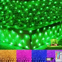 Rgb Net Lights, St Patricks Day Green Outdoor Led Mesh Lights, 14.8X4.9Ft 240 Led Christmas Net Light Decorations, Connectable Plug In Waterproof Tree Light Bushes Wedding Garden Decor