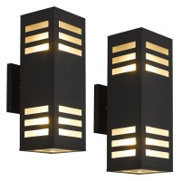 Harriet Outdoor Wall Lights, Aluminum Modern Outdoor Wall Sconce Waterproof Rustproof, Up And Down Exterior Sconces Porch Lantern, Sanded Black Finish